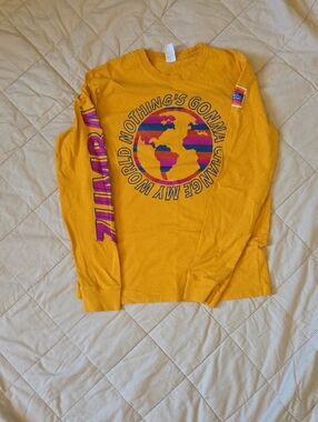 Zumba Fitness Long Sleeve Tee - Mustard Yellow with Pink & Purple Graphic